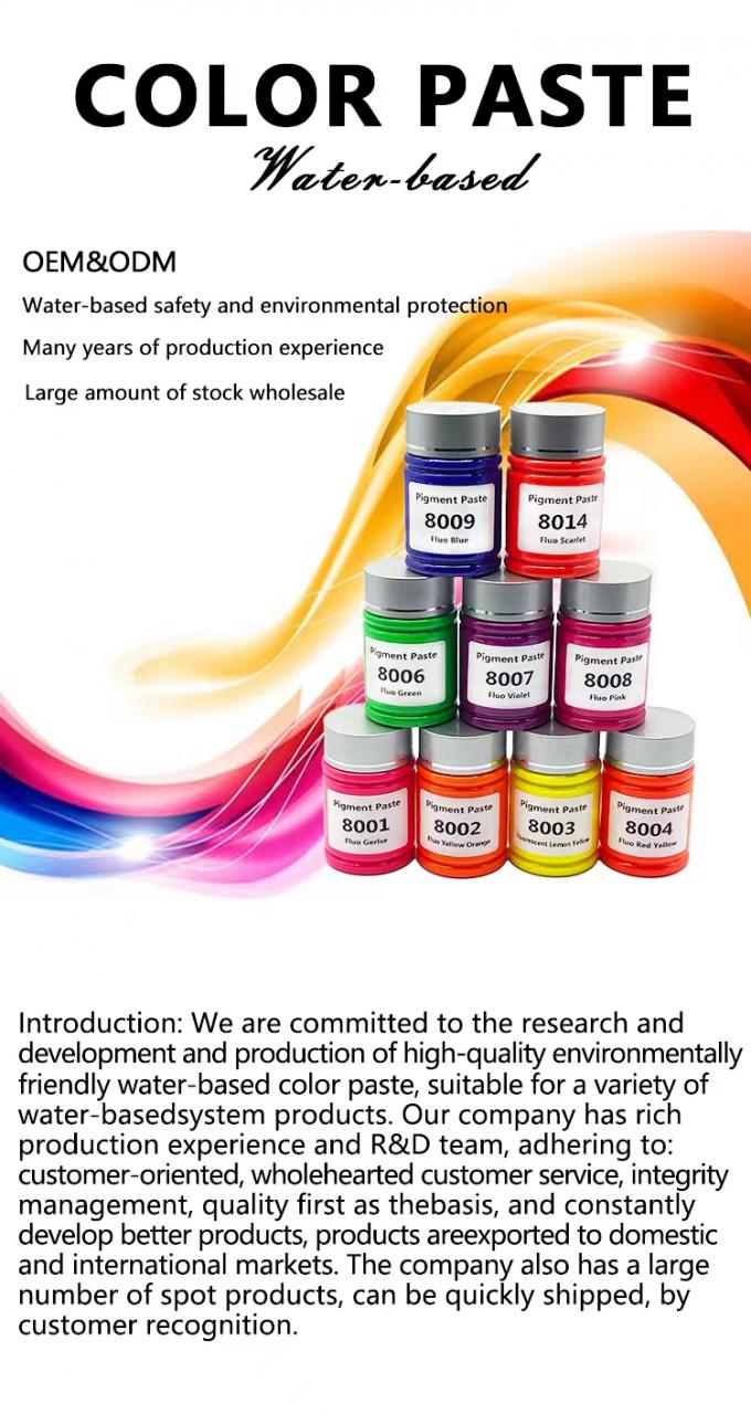 Groothandel op lange termijn stabiele kwaliteit Heldere kleuren Verf Kleurpasta Waterbasis Fluo Groen Pigment Dispersie 0