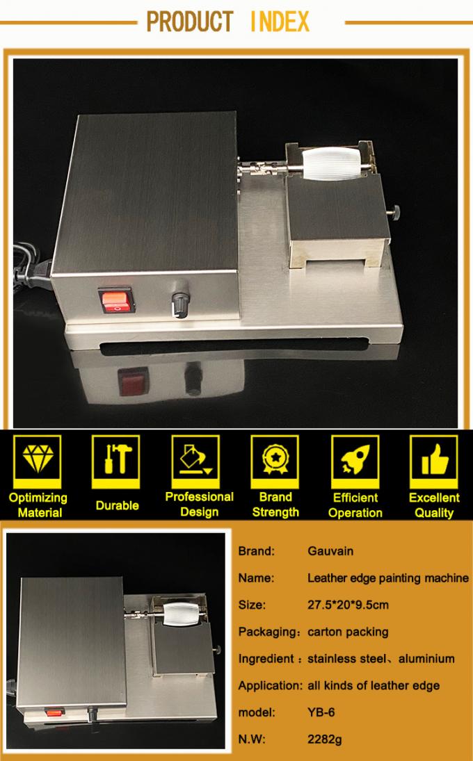 Enkelzijdige elektrische motoraangedreven rollende lederen rand schildermachine Schilderapparatuur voor leer 110V 6