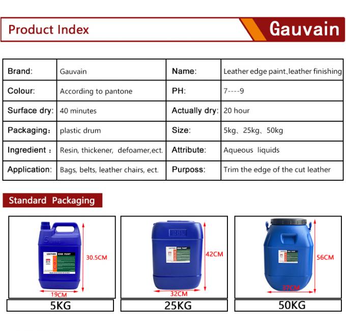 Economische serie op basis van water Leerrand Ink Verschillende kleuren Eenmalige coating Volheid Leerrand Verf 6