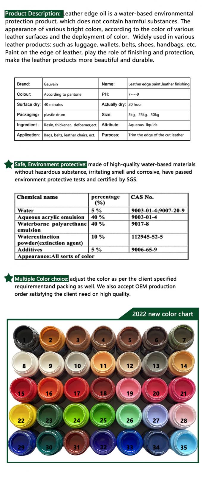 Fabrieken Fabrikanten Tassen Schoenen Coating Agent Kleur Leer Rand Verf Ink Water gebaseerde Leer Rand Verf 4